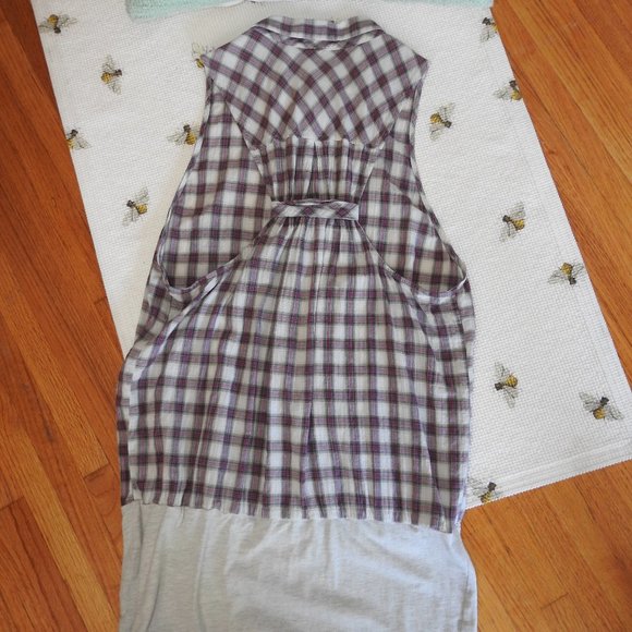 Free People Plaid Long Top Sz Large...C725 - Picture 5 of 6